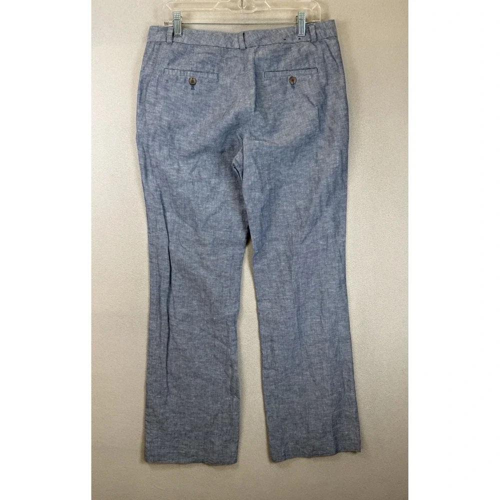 Banana Republic Women's Sz 10 Blue‎ Martin Fit Linen Blend Business Office Pants